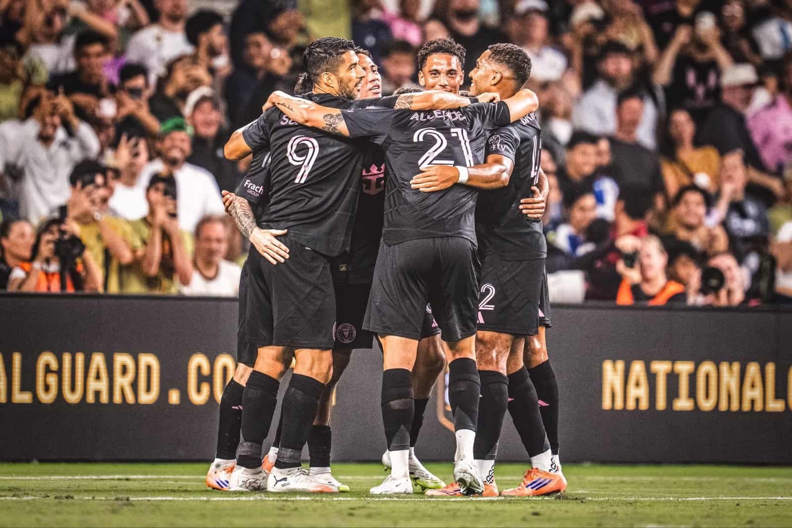 Inter Miami Players in black kits.