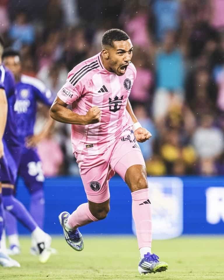 Yannick Bright celebrates his first goal for Inter Miami,