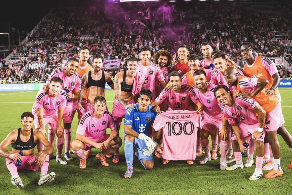 Lionel Messi and Inter Miami celebrate Alba's 100th game in style.