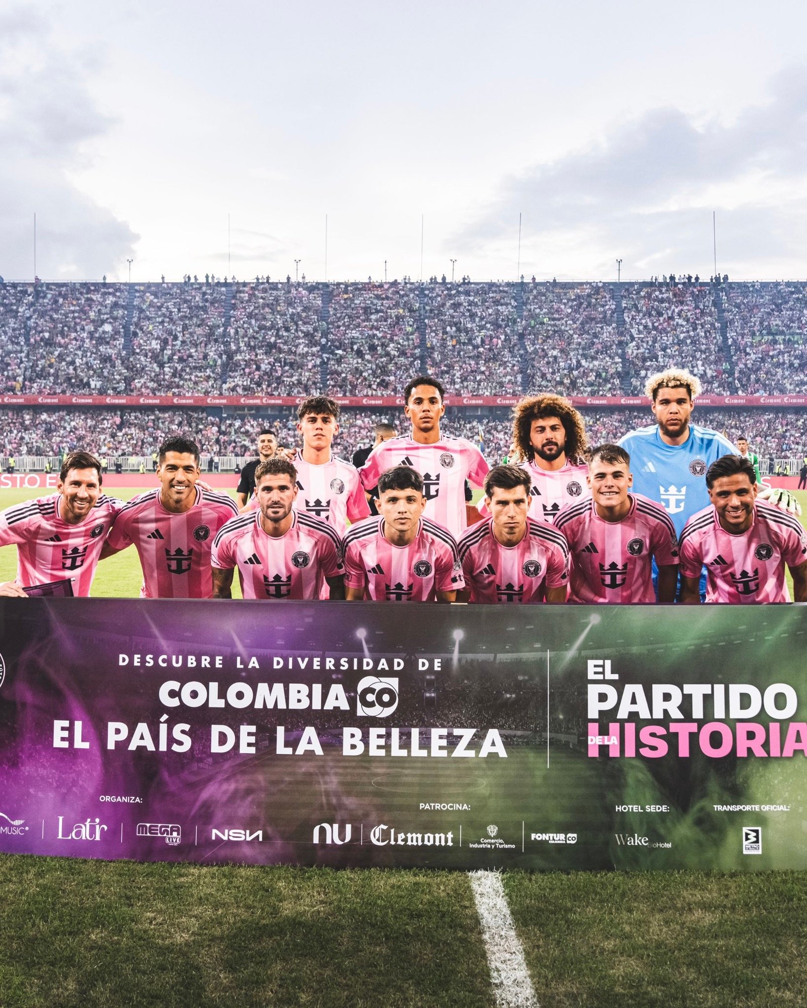 Lionel Messi and Germán Berterame during Inter Miami’s 2026 preseason match in Colombia