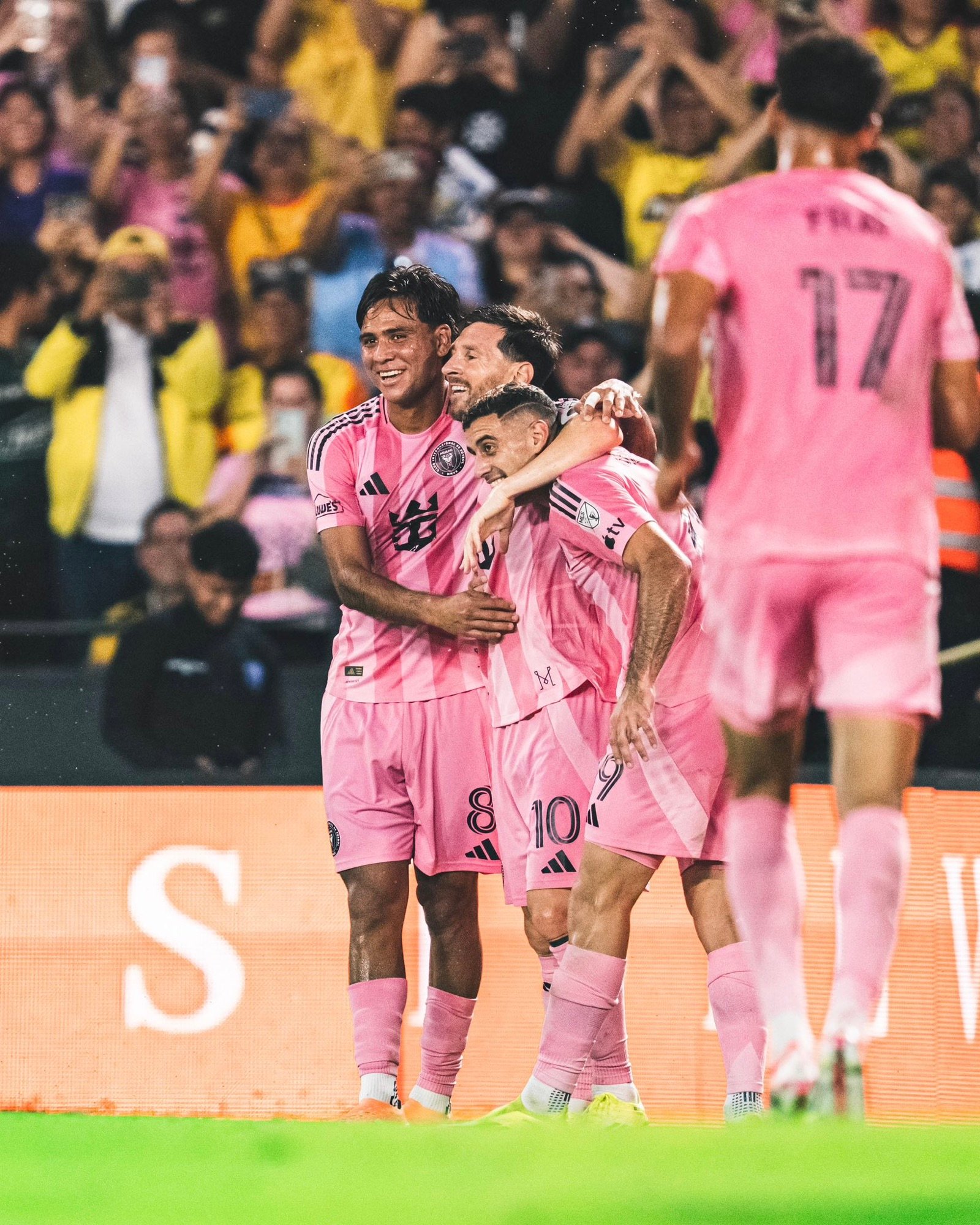 Lionel Messi and Germán Berterame celebrating during Inter Miami’s 2026 preseason match