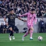 Inter Miami players reacting during a 3–0 loss to LAFC in the MLS 2026 season opener