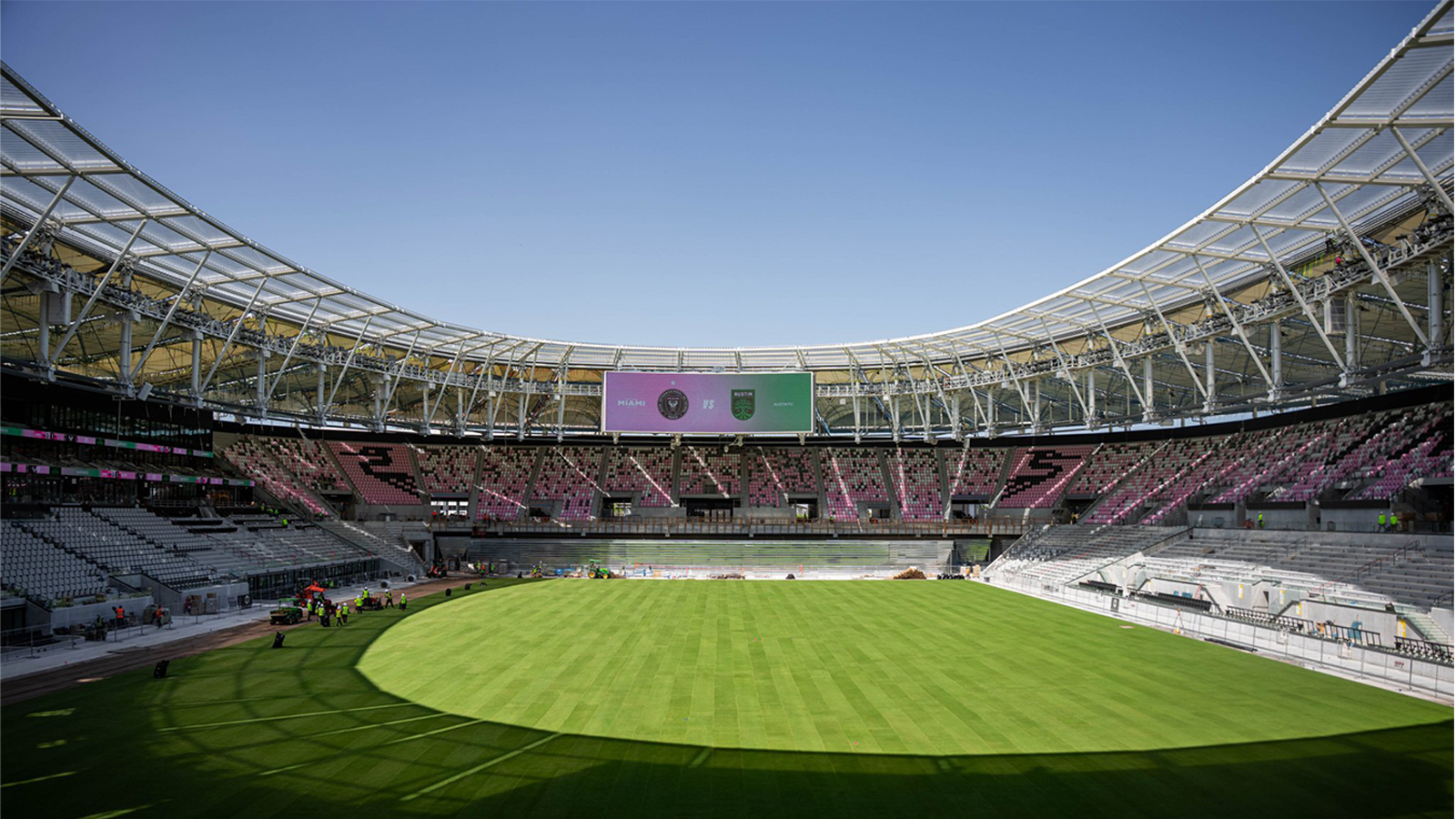 Nu Stadium Miami grass installation completion 2026